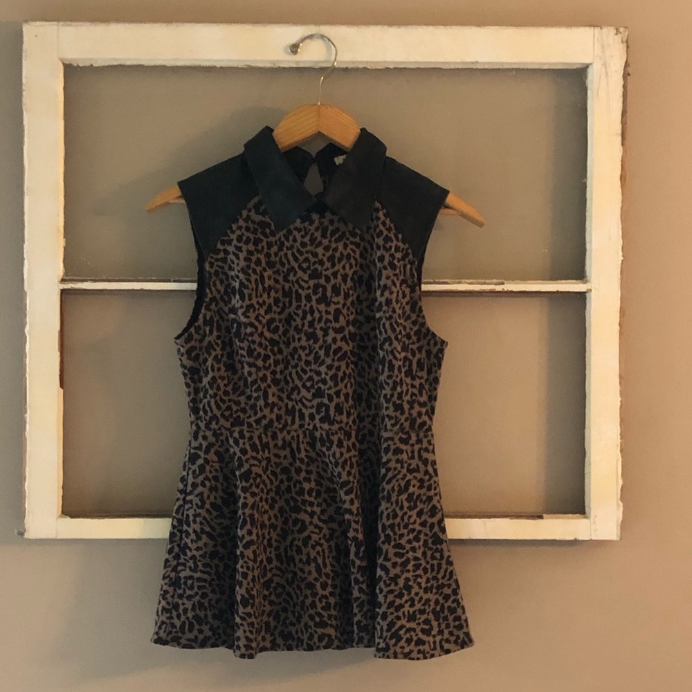 Very J Leopard Peplum Tank- M Gently Used Cond.